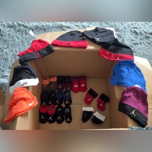 Baby Jordan and Nike hats and socks.